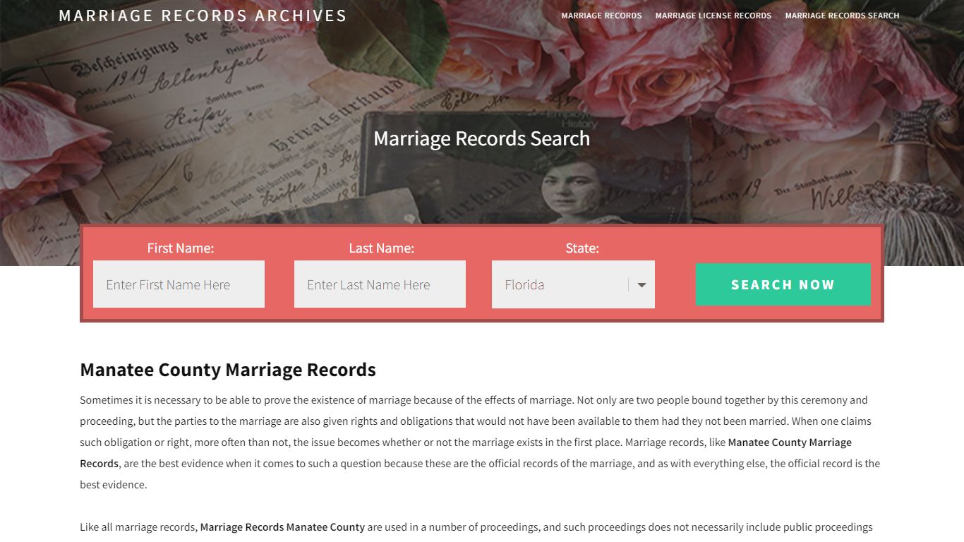 Manatee County Marriage Records | Enter Name and Search